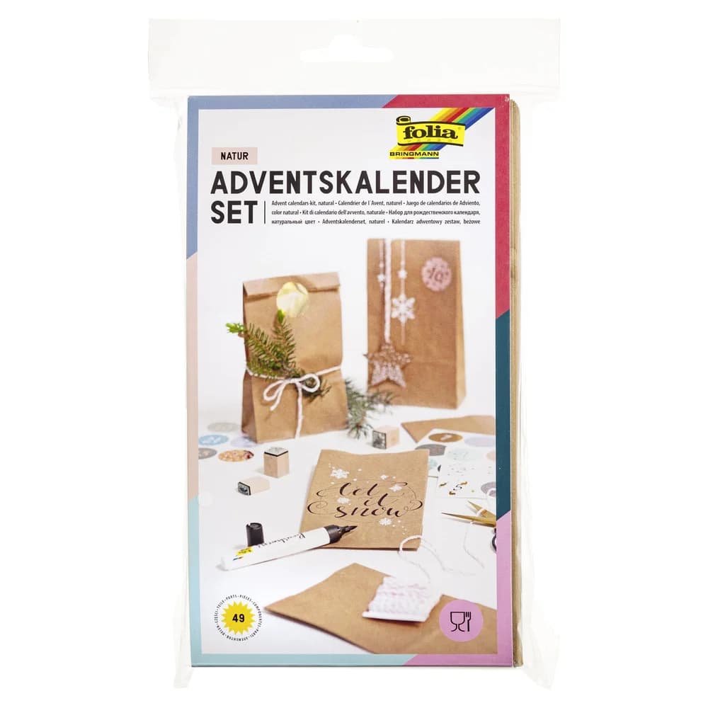 folia Adventskalender 'Papiertüten natur' braun