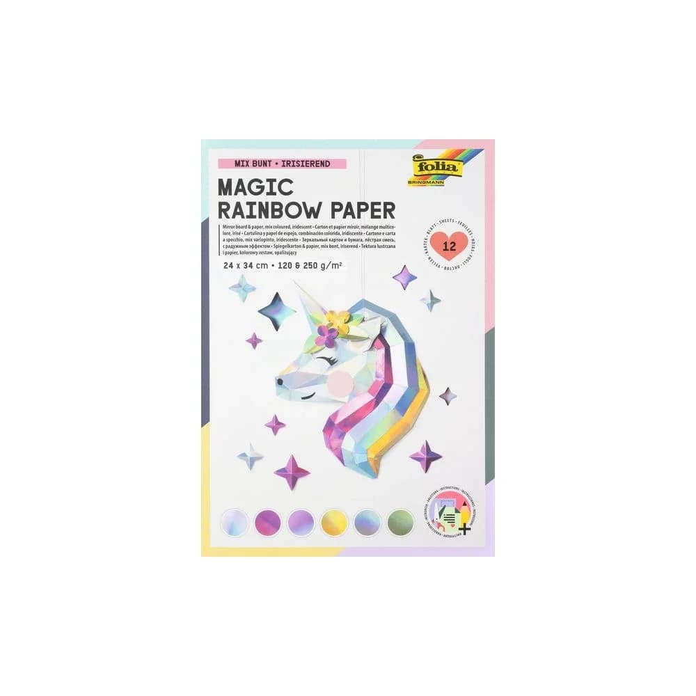 folia Spiegelkarton "Regenbogen", 24 x 34 cm, 12 Blatt