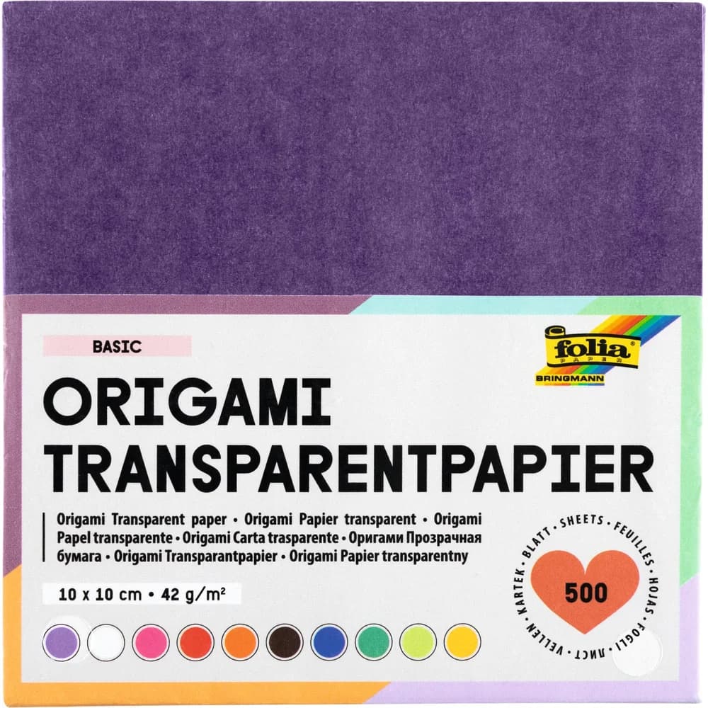 folia Faltblätter transparent 10 x 10 cm mehrfarbig 500 Blatt