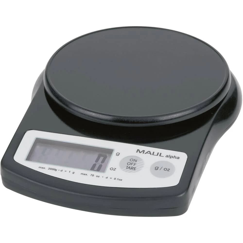 MAUL Küchenwaage Briefwaage MAULalpha mit Batterie, 2000 g schwarz