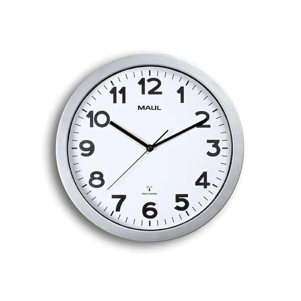 MAUL Uhr Wanduhr MAULstep 35cm silber silberfarben