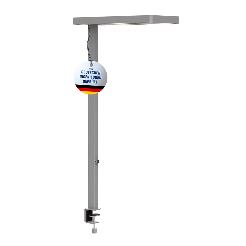 MAUL Tischaufbau Leuchte MAULjaval LED 4.000 K dimmbar Klemmfuß 120 cm silber