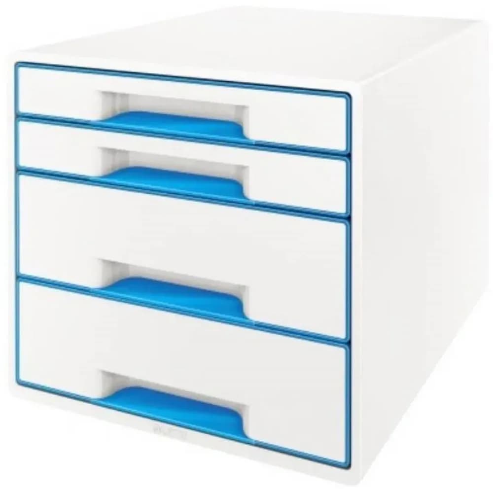 LEITZ Schubladenbox WOW Cube 5213, mit 4 Schubladen, geschlossen, stapelbar blau