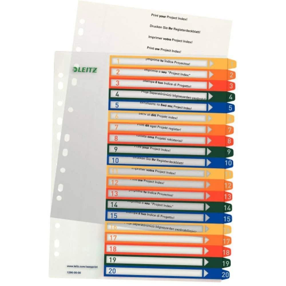 Leitz Register 12960000 A4 PP-Folie PC-beschriftbar 1-20 tr