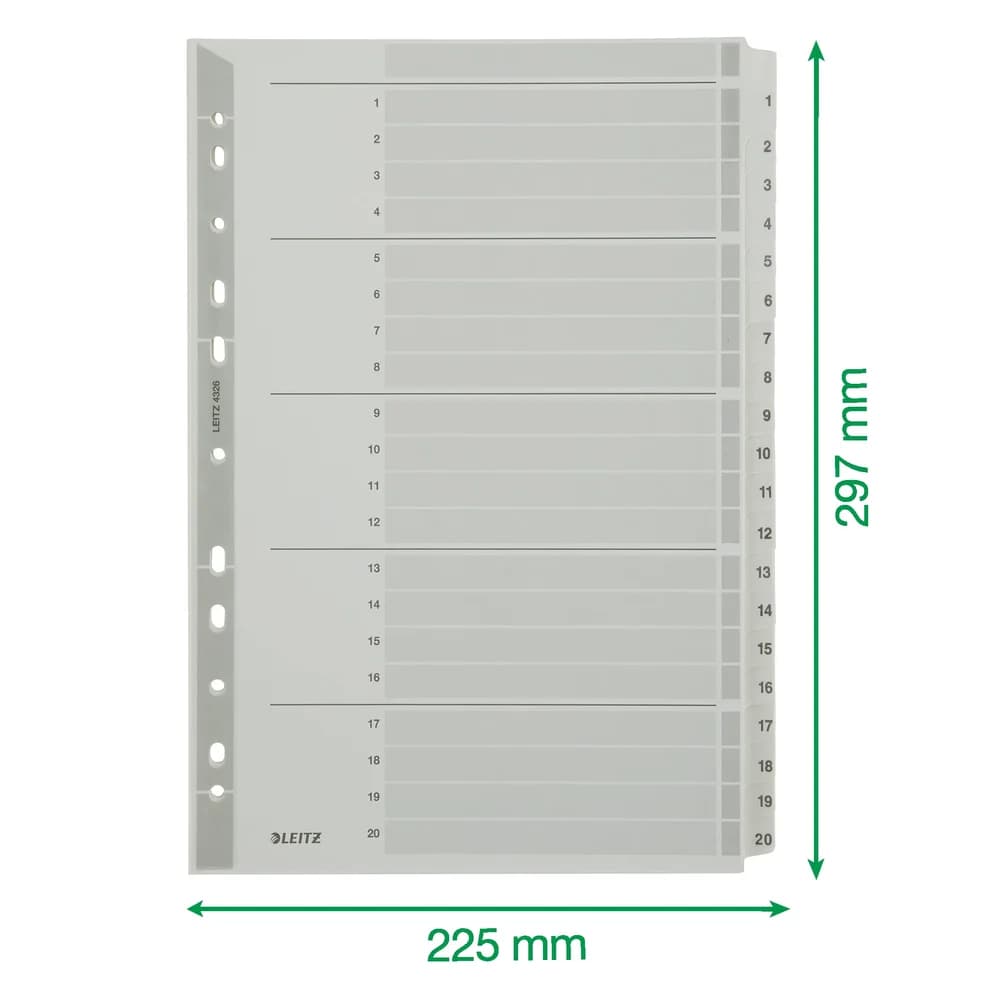 LEITZ Ordnerregister Vollformat 1-20 DIN A4