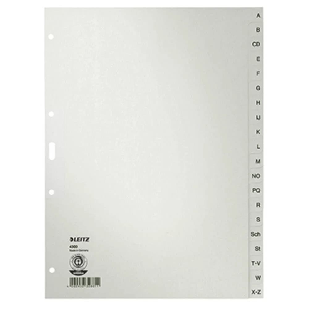 Leitz Papierregister A-Z/4300-85, grau, 225x300mm