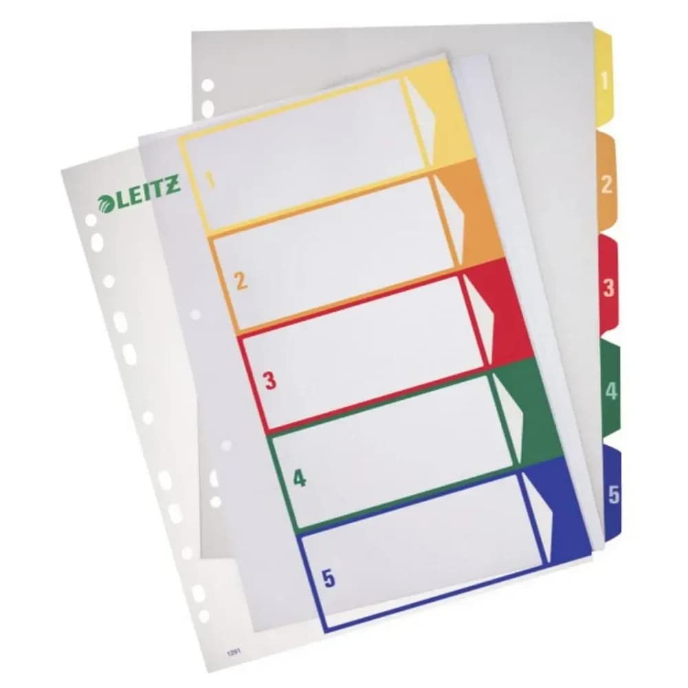 LEITZ Aktenordner Register A4 1-5 PP farbig bedruckbar