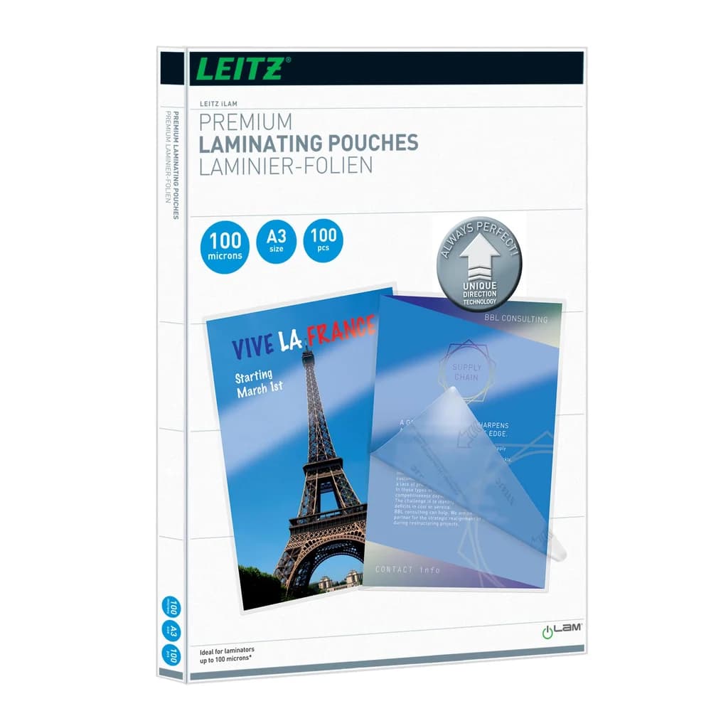 LEITZ Laminierfolien glänzend 100 mikron A3