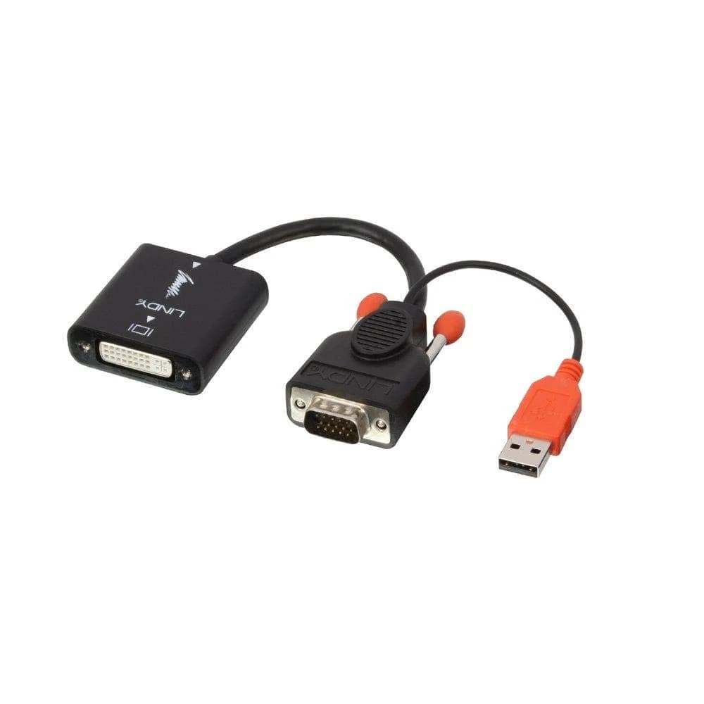 Lindy 38184 Videokabel-Adapter 0,2 m DVI-D VGA (D-Sub) + USB Schwarz, Orange