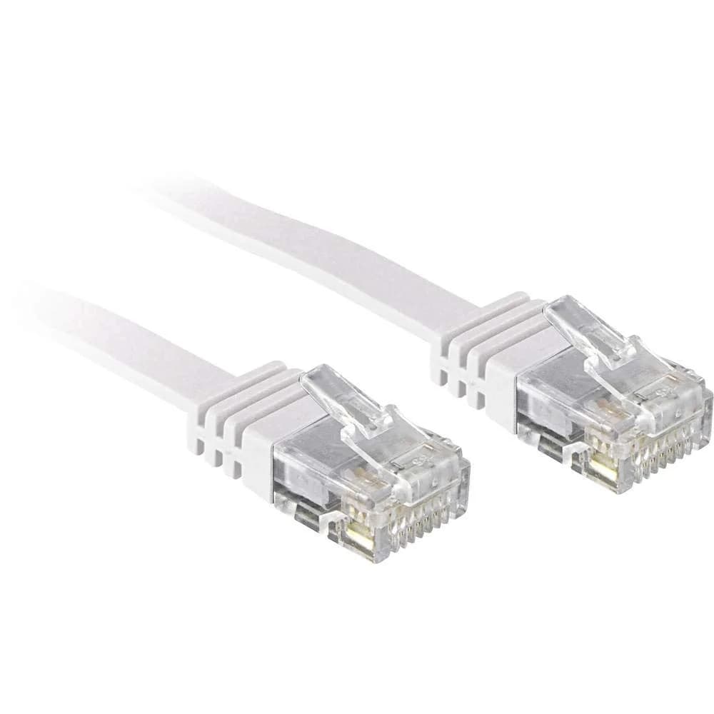 Lindy 47504 Cat6 Flachband-Patchkabel, weiß, 5.00m Ohne Schirmung