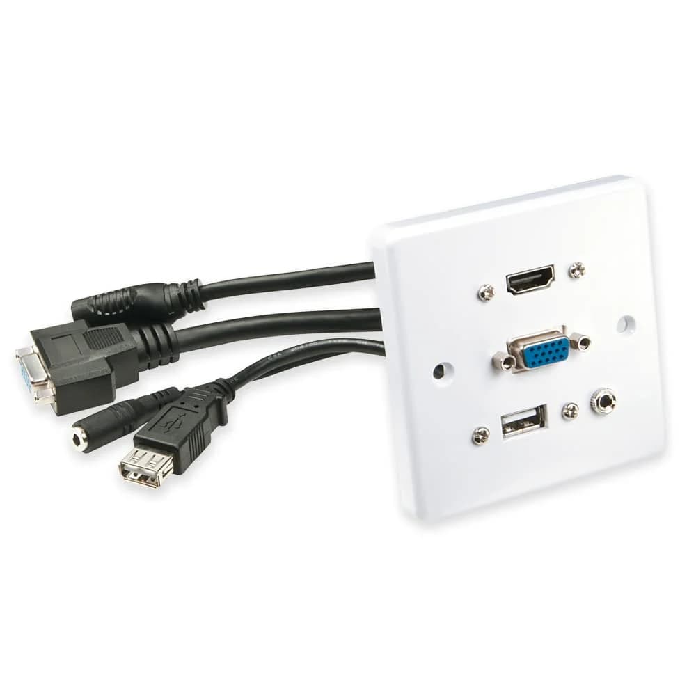 Lindy 60220, HDMI + VGA + USB A + 3.5mm, Weiß, Kunststoff, 86 mm, 86 mm - Weiß