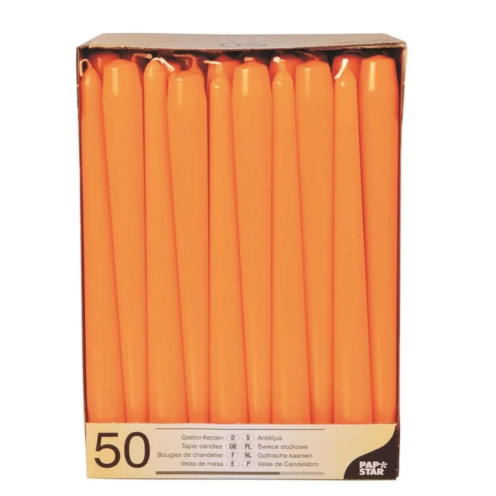 Papstar Leuchterkerzen orange 10393 , 1 Packung = 50 Stück