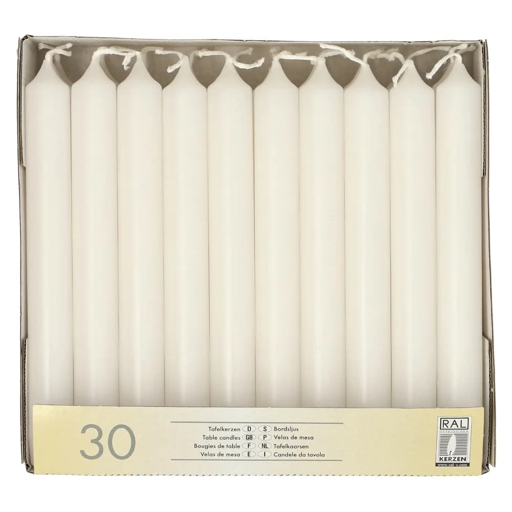 Papstar Tafelkerzen weiß 13705 , 1 Packung = 30 Stück