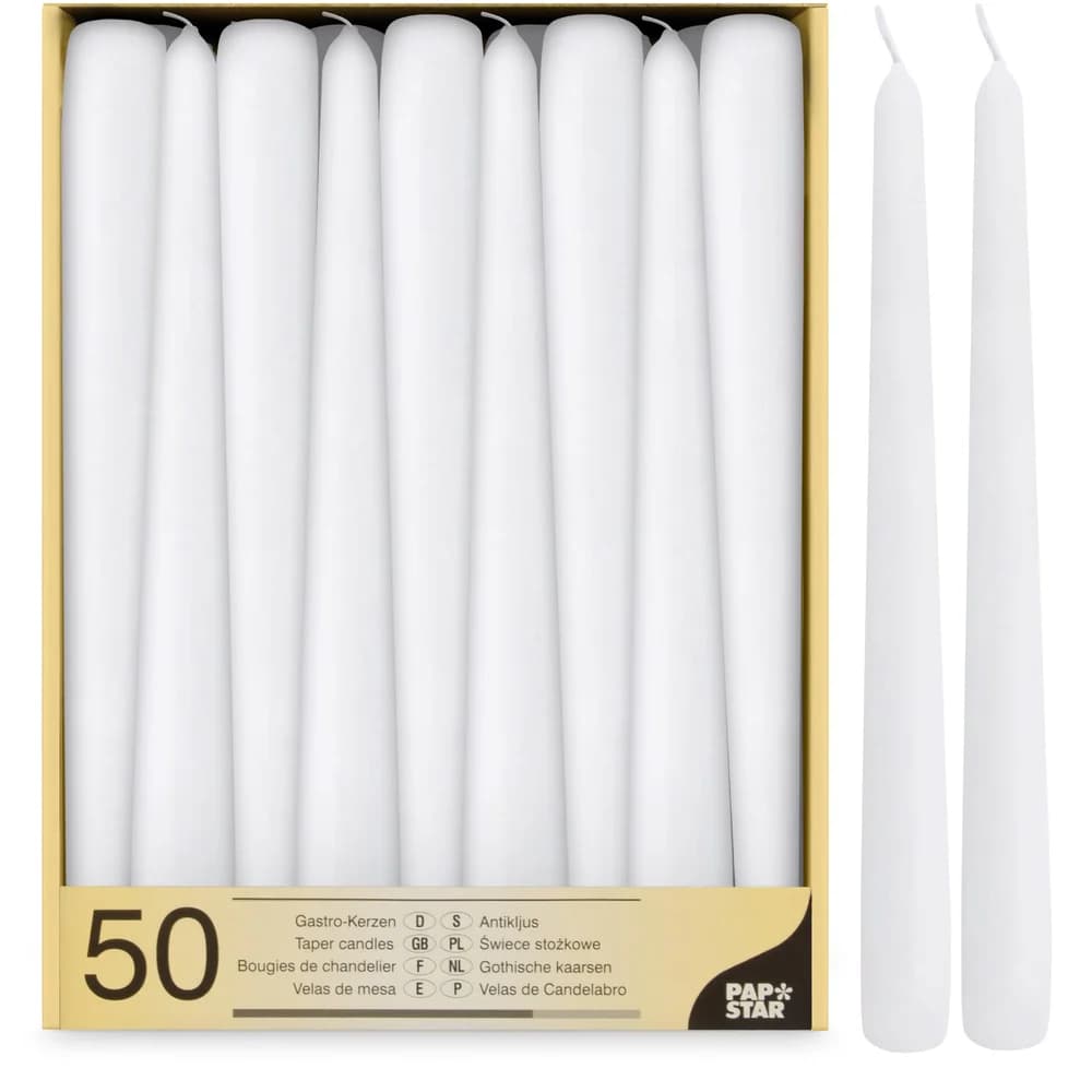 Papstar Leuchterkerzen, weiß 17966 , 1 Packung = 50 Stück