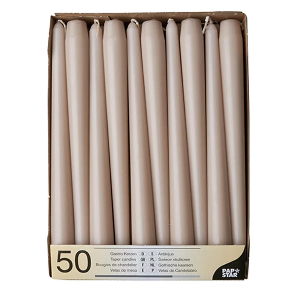 PAPSTAR Spitzkerze, Spitzkerzen 2,2x25cm 50 Stück Taupe braun
