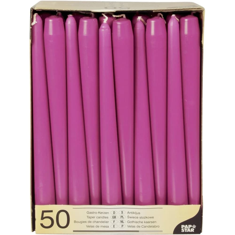 Papstar Leuchterkerzen fuchsia 81765 , 1 Packung = 50 Stück