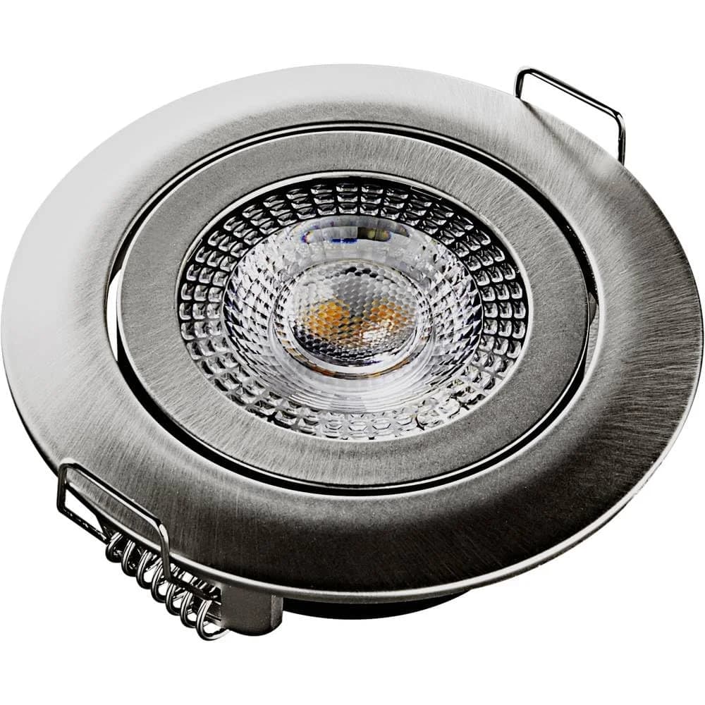Heitronic 500666 Einbaustrahler DL7202, 5 W, 3000 K, IP20, schwenkbar, 3-fach dimmbar, nickel