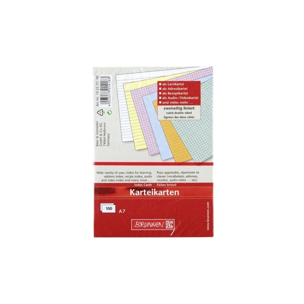 BRUNNEN Karteikarten BRUNNEN Karteikarte, A7, liniert, weiss, 100 Stück