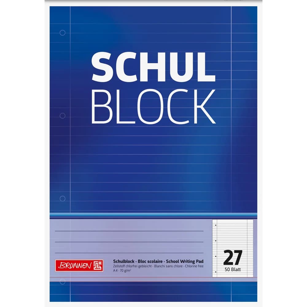 BRUNNEN Schulblock A4 Lineatur 27 50 Blatt 1052527