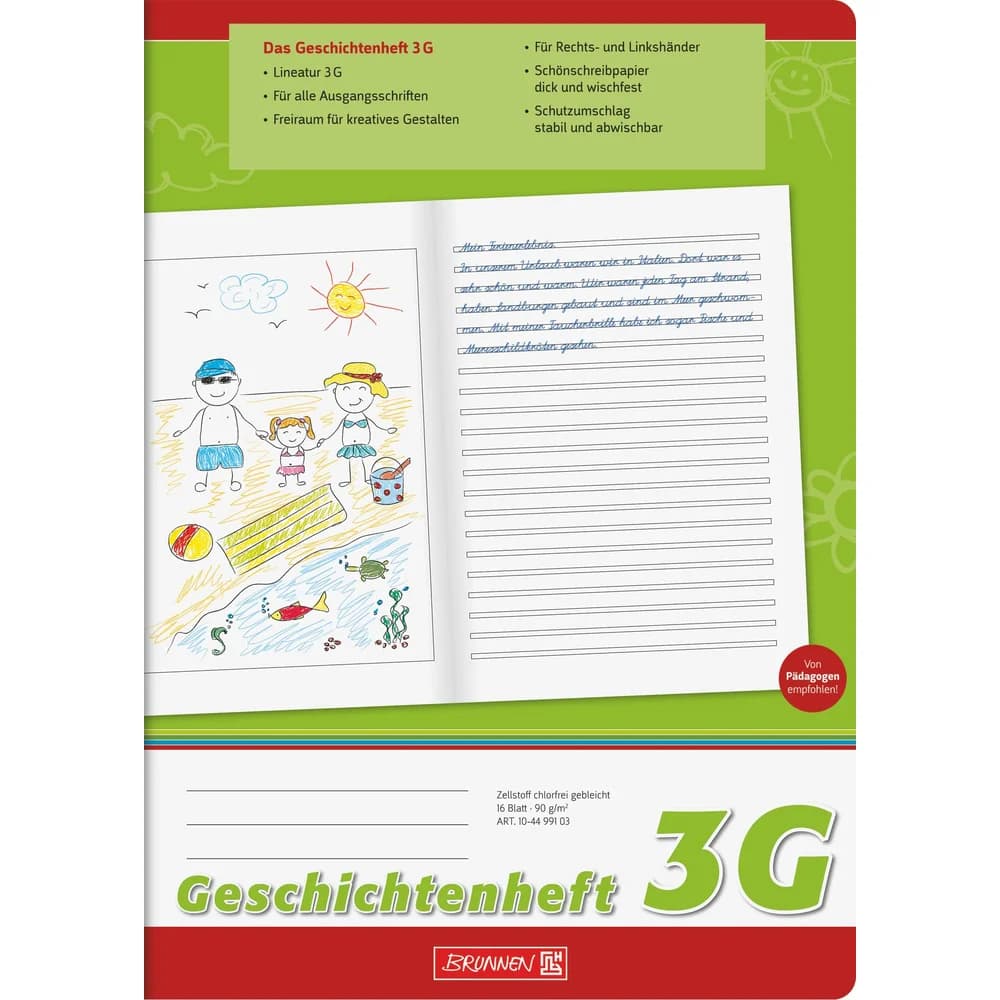 BRUNNEN Geschichtenheft Lineatur 3G liniert DIN A4