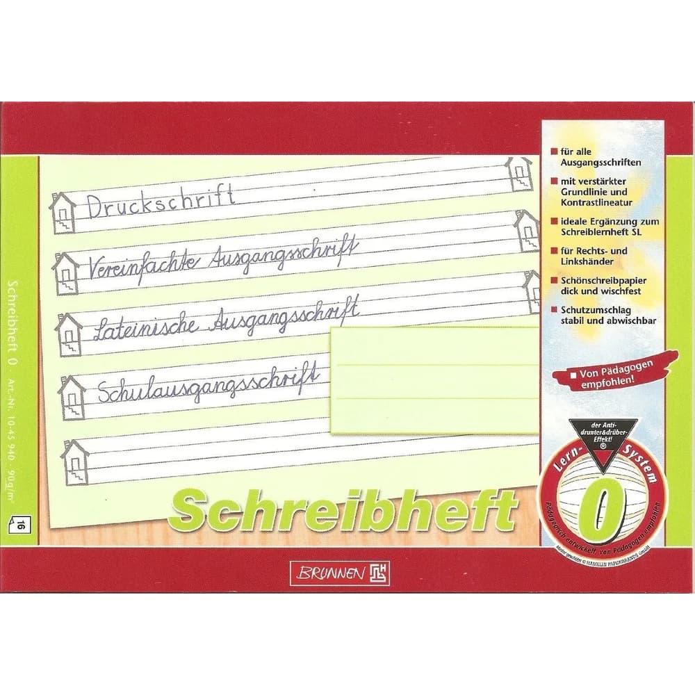 BRUNNEN Schulheft, A5 quer liniert (Lineatur 0) grün