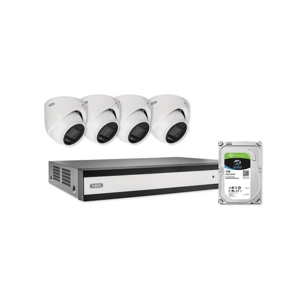ABUS Analog-Video-Set: 4 Mini-Dome-Kameras + Rekorder 1TB
