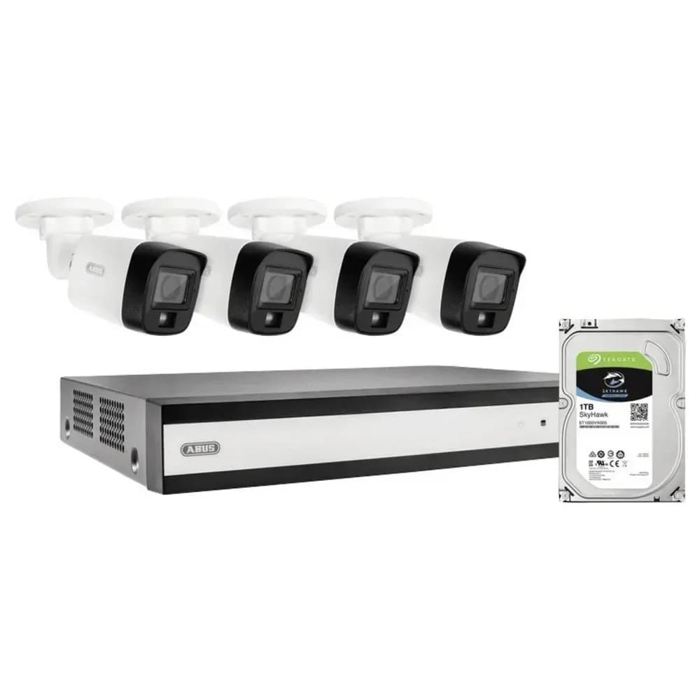 ABUS Analog-Video-Set: 4 Mini-Tube-Kameras + Rekorder 1TB
