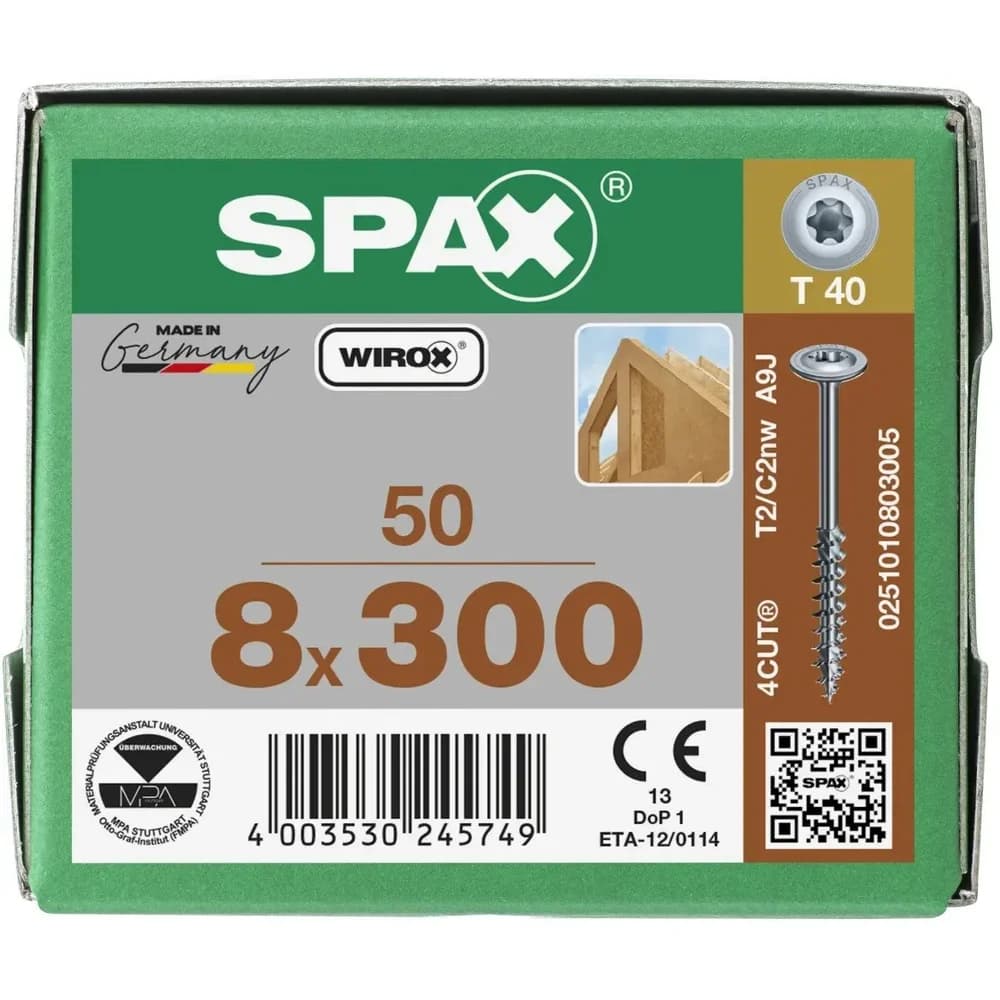 Spax Tellerkopf T-STAR+ 8,0x300/80 Wirox