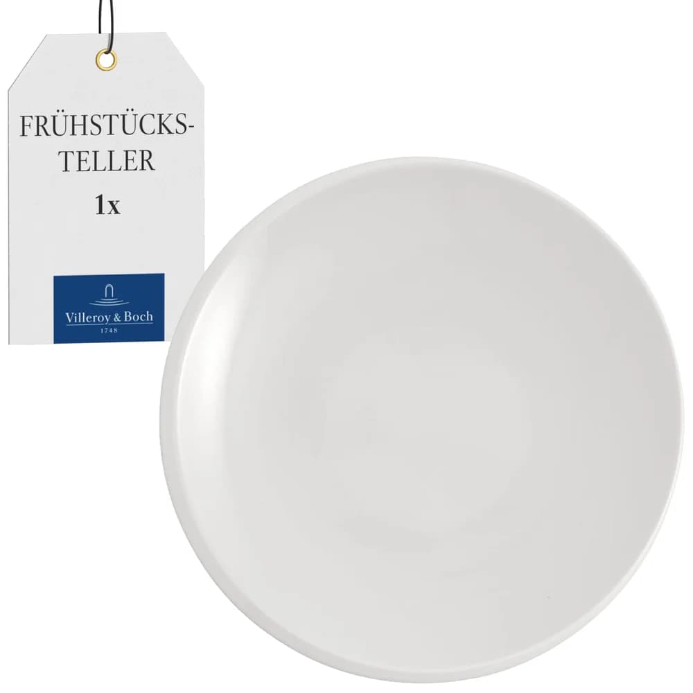 Villeroy & Boch Frühstücksteller NEWMOON, Ø 24 cm - Weiß - Porzellan