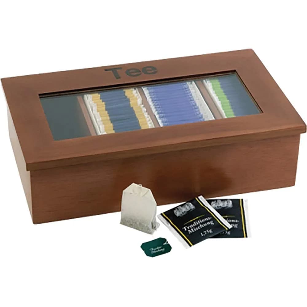 APS Teebox mit 4 Kammern rot-braun mehrfarbig, 33.5x9x20 cm