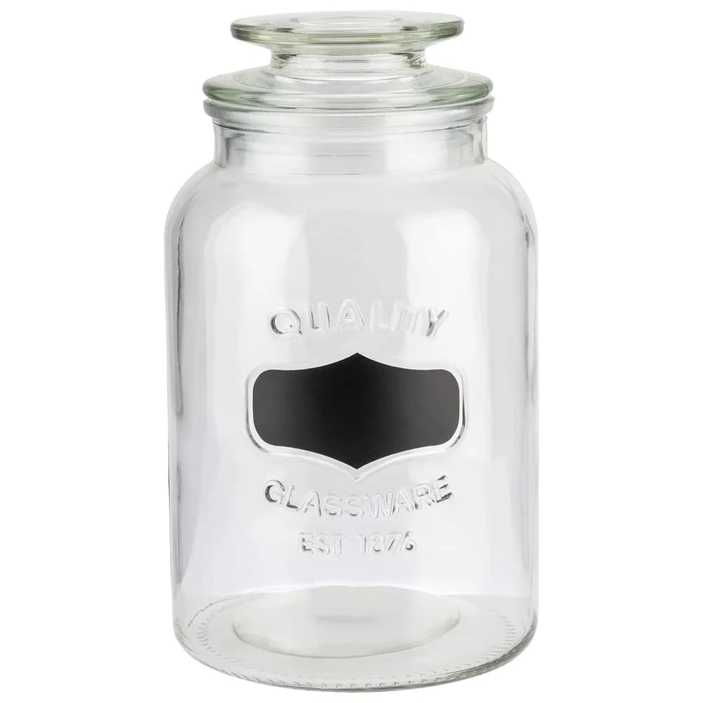 APS 82267 Vorratsglas NOTE, mit Beschriftungsfeld, Ø 12 cm, Höhe 21 cm, 1,5 Liter - Transparent