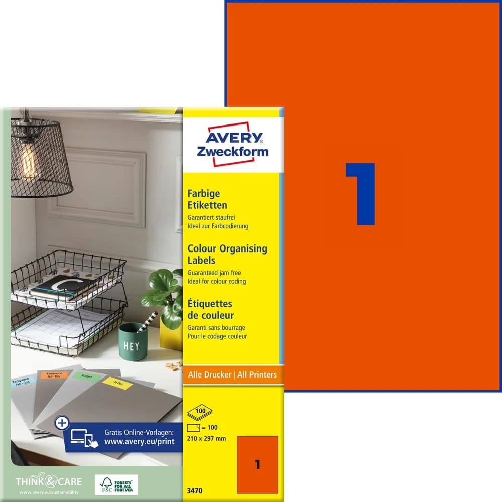 Avery Zweckform 100er-Pack Farbige Etiketten rot