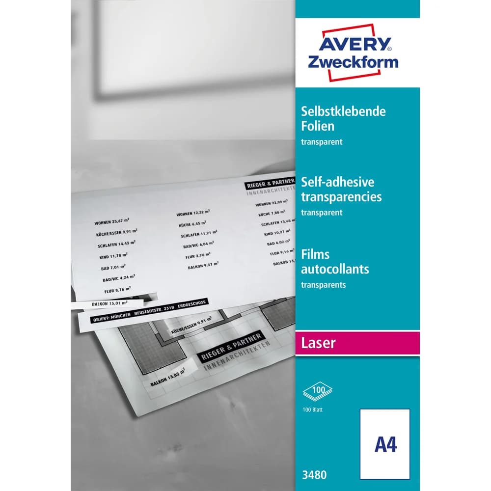 AVERY Zweckform Laserfolien 3480 transparent