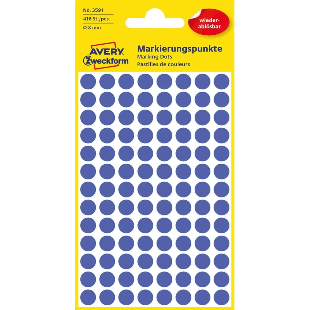 Avery Zweckform Markierungspunkte 8mm wiederablösbar blau