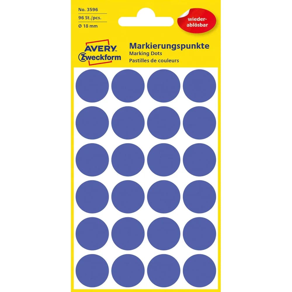 Avery Zweckform Markierungspunkte 18mm wiederablösbar blau
