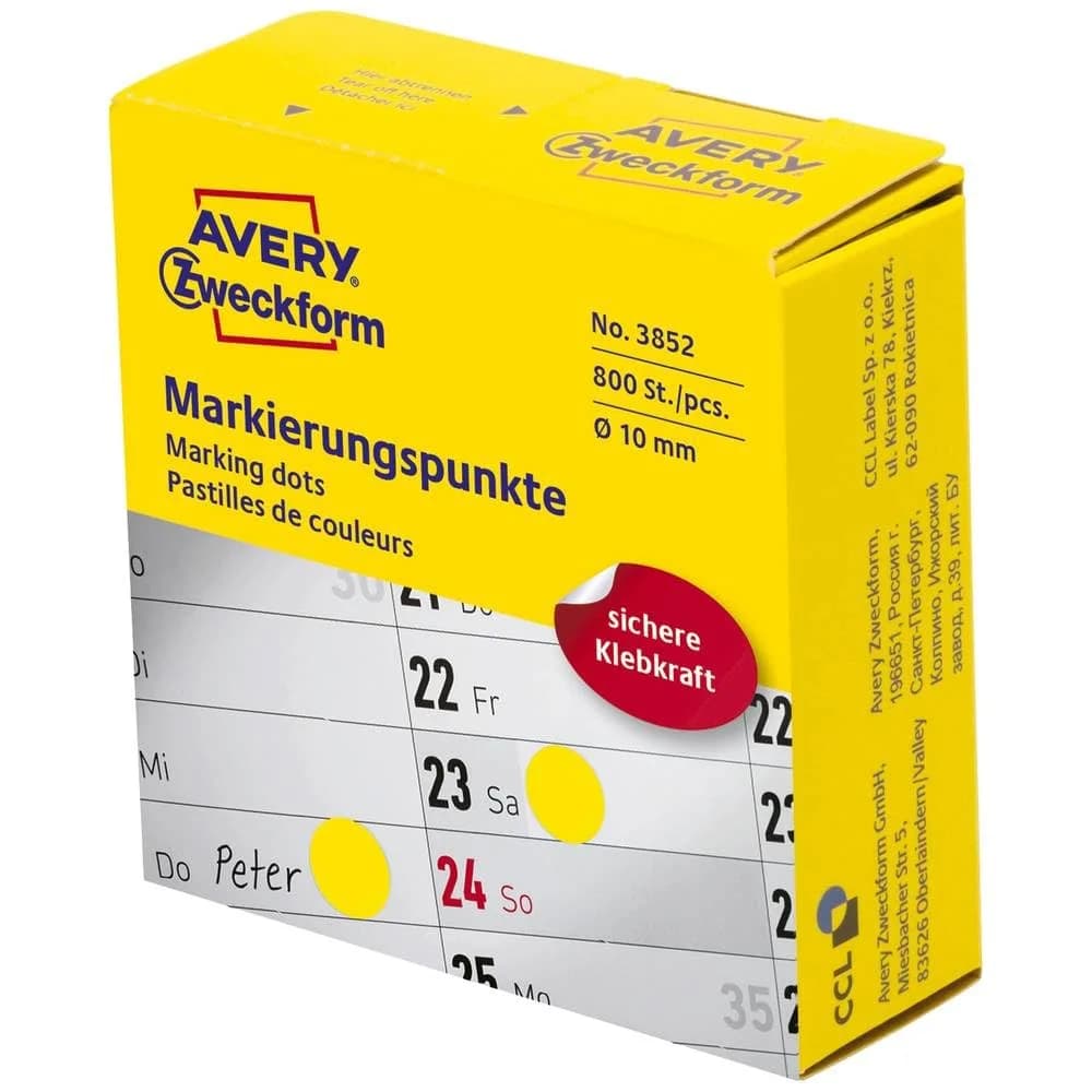 AVERY Zweckform Klebepunkte Ø 10,0 mm gelb