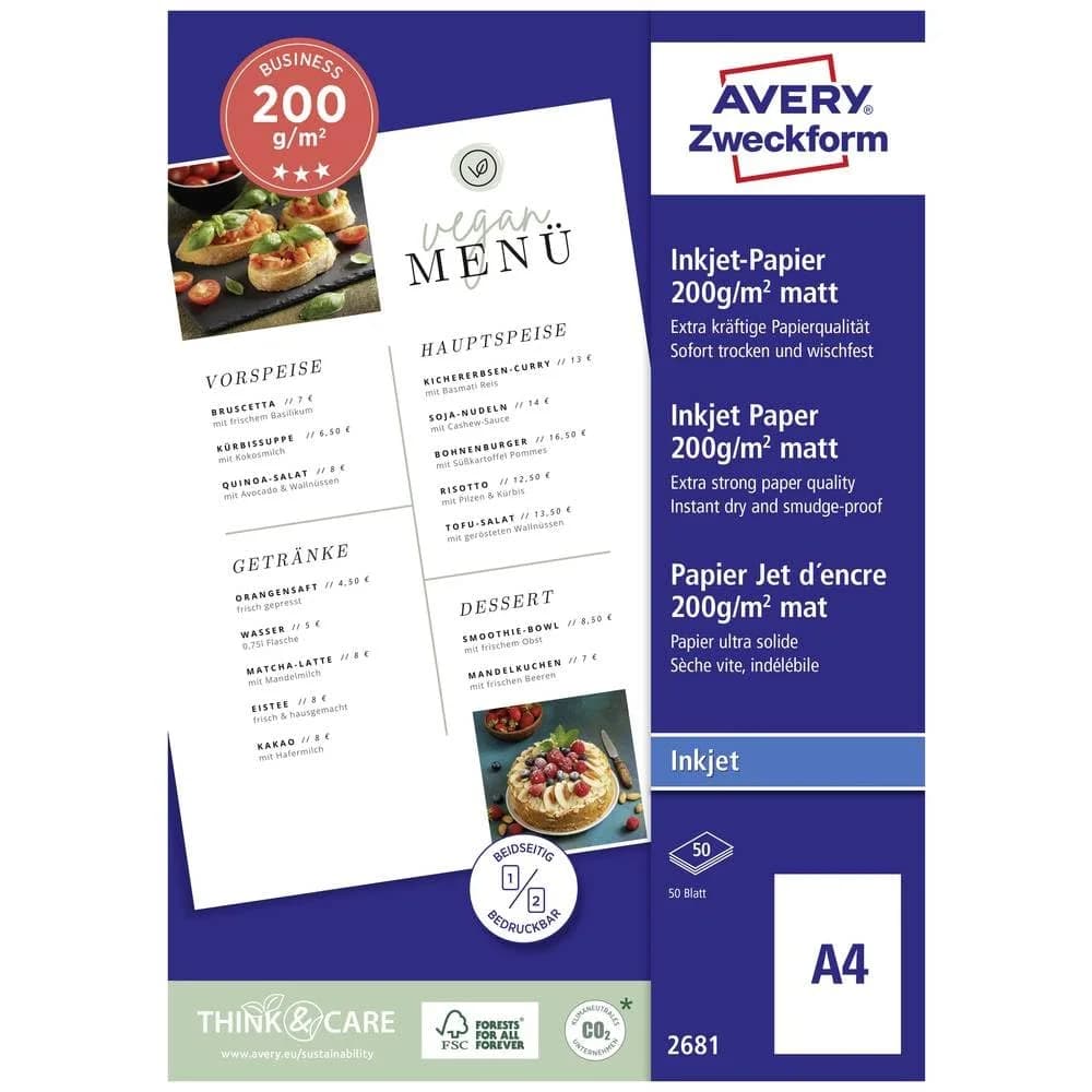 AVERY Zweckform Fotopapier, DIN A4 matt 200 g/m2