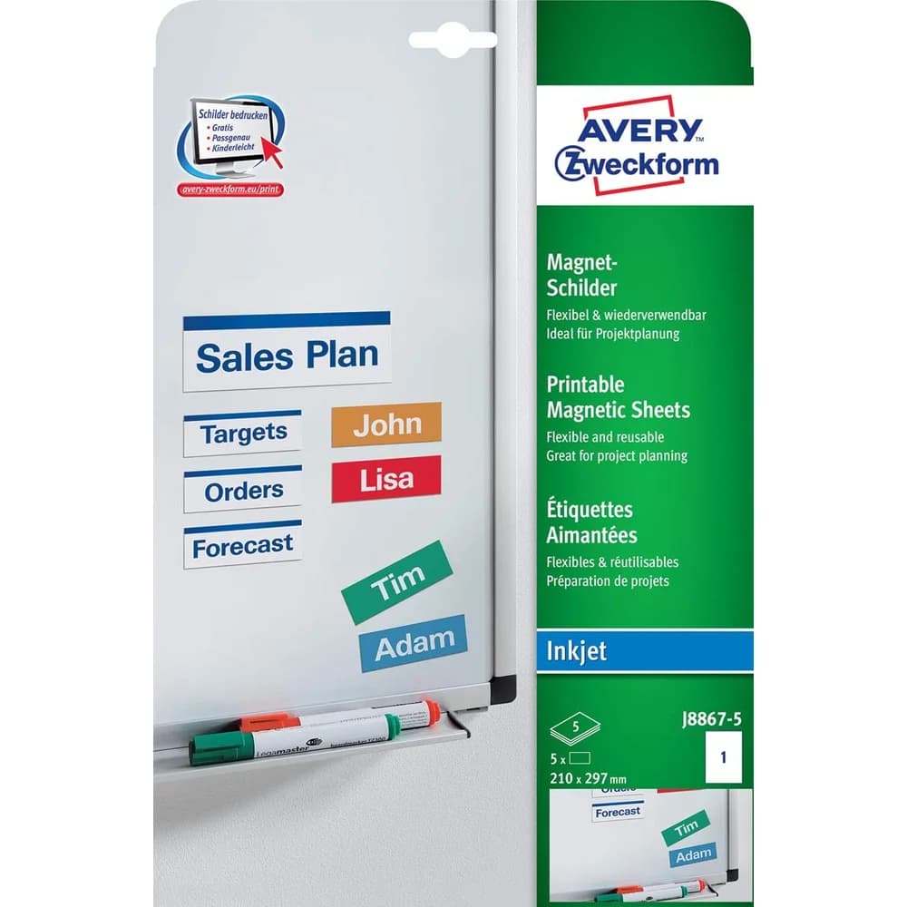 Avery Zweckform Magnetschild J8867-5 210x297mm 5St.