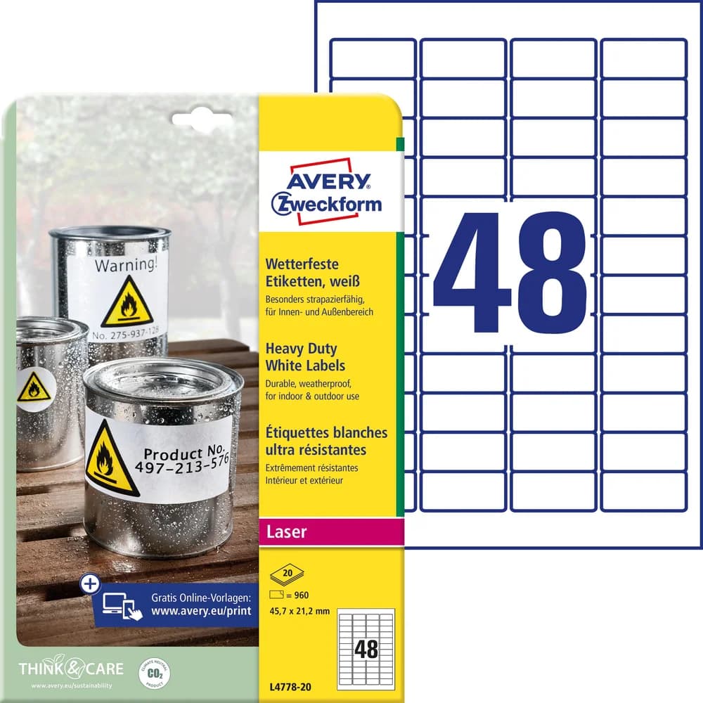 Avery, Etiketten, Wetterfeste Folien-Etiketten