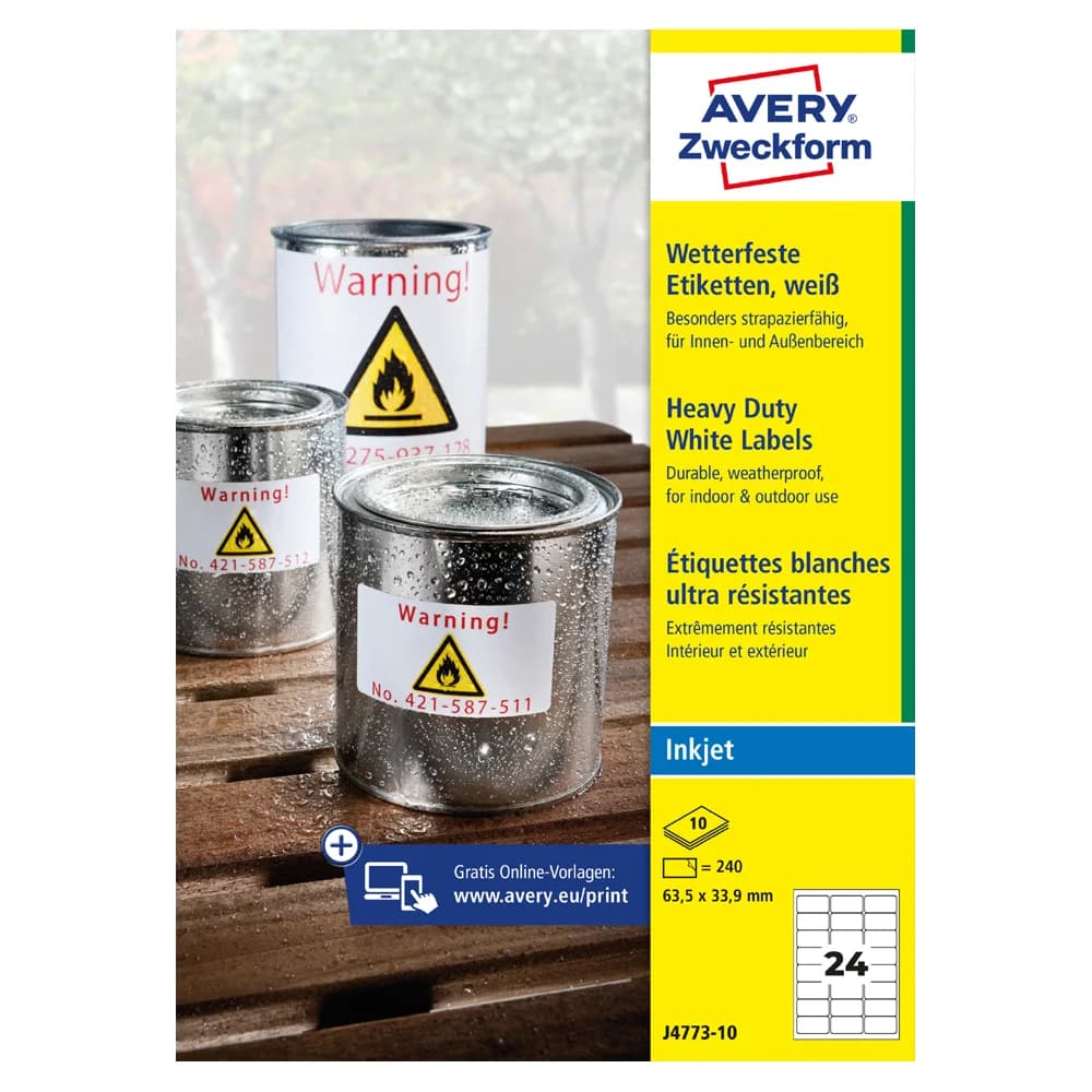 AVERY Zweckform wetterfeste Folienetiketten 63,5 x 33,9 mm