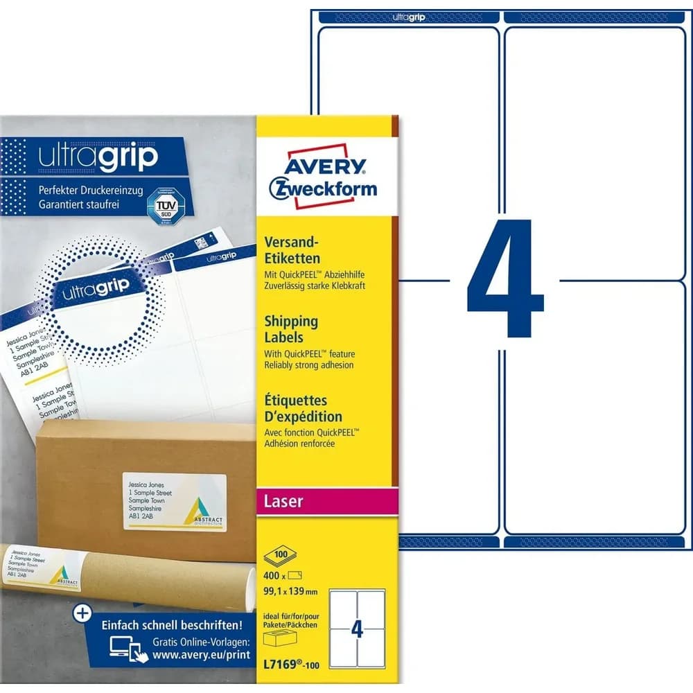 AVERY Zweckform Versandetiketten L7169-100 weiß 99,1 x 139,0 mm