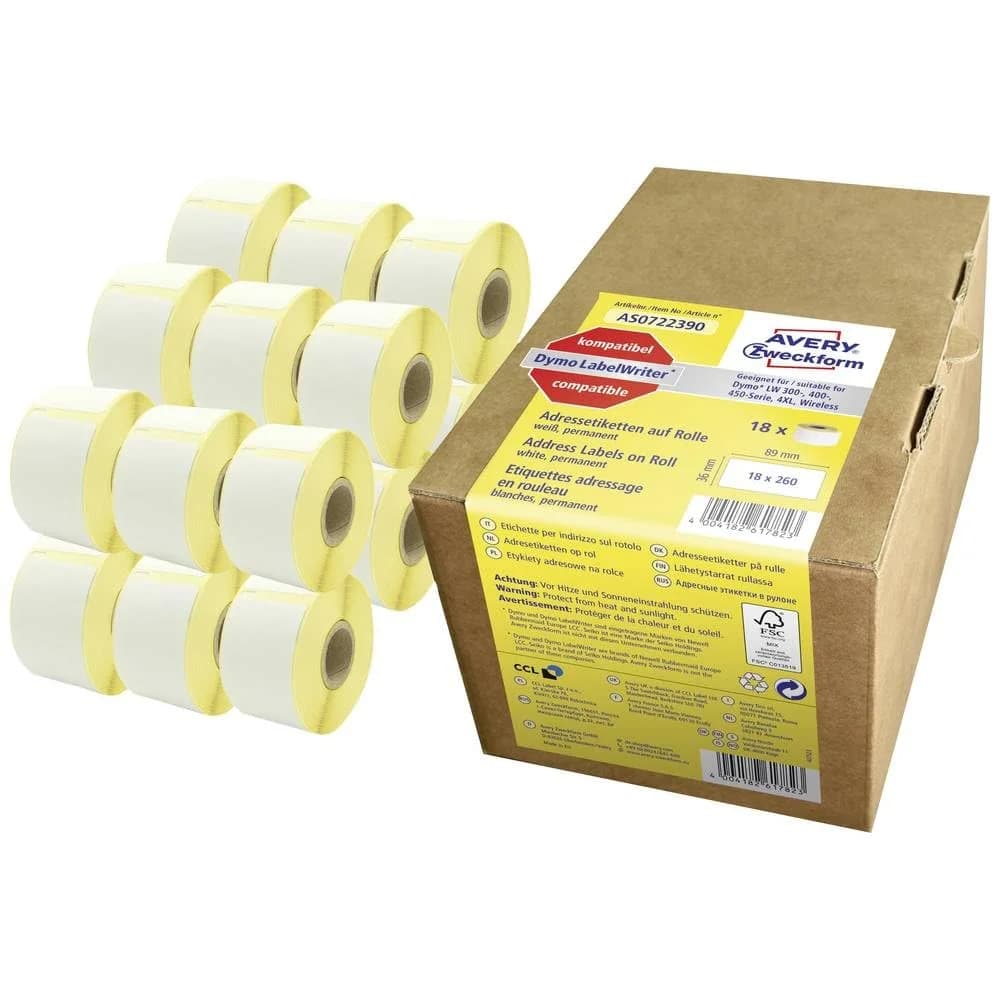 Avery Zweckform Etikettenrolle AS0722390 AVERY Zweckform Rollenetiketten, 89 x 36 mm, Großpackung