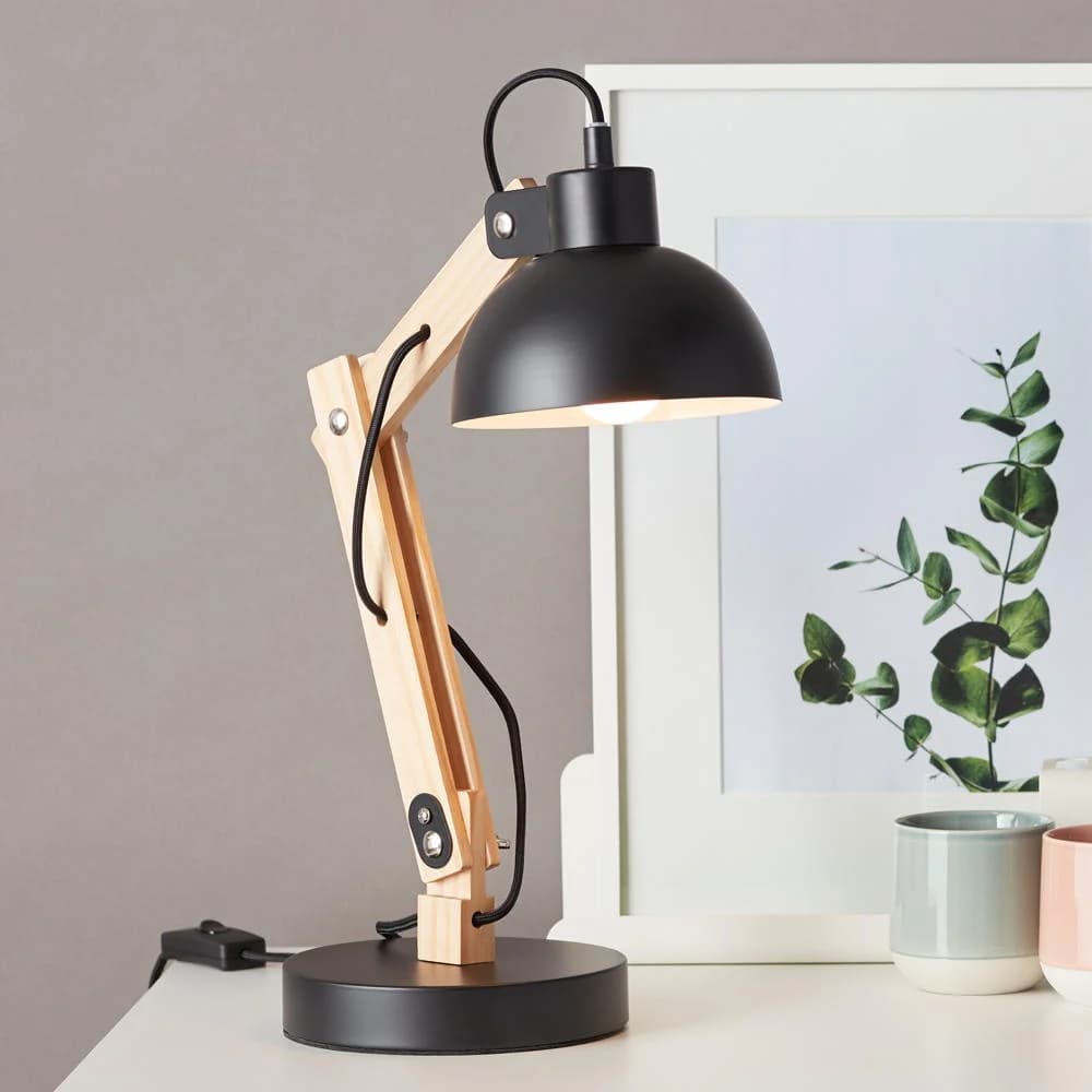 Brilliant Schreibtischleuchte Moda schwarz Holz E27 max. 25W schwenkbar