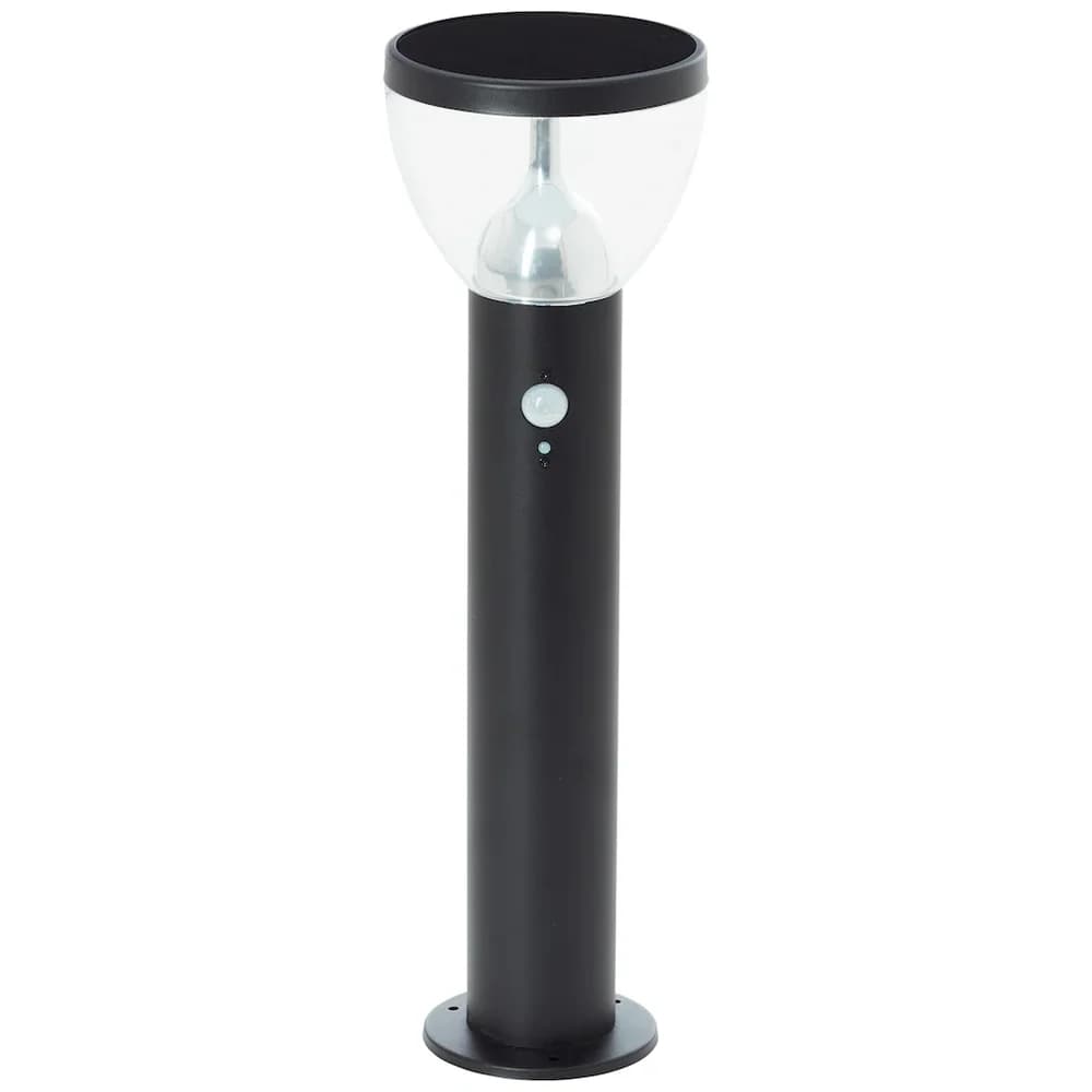 BRILLIANT schwarze Solar Außensockelleuchte TULIP | mit Bewegungsmelder | 3W 430lm 3000K | Edelstahl/Kunststoff - Schwarz