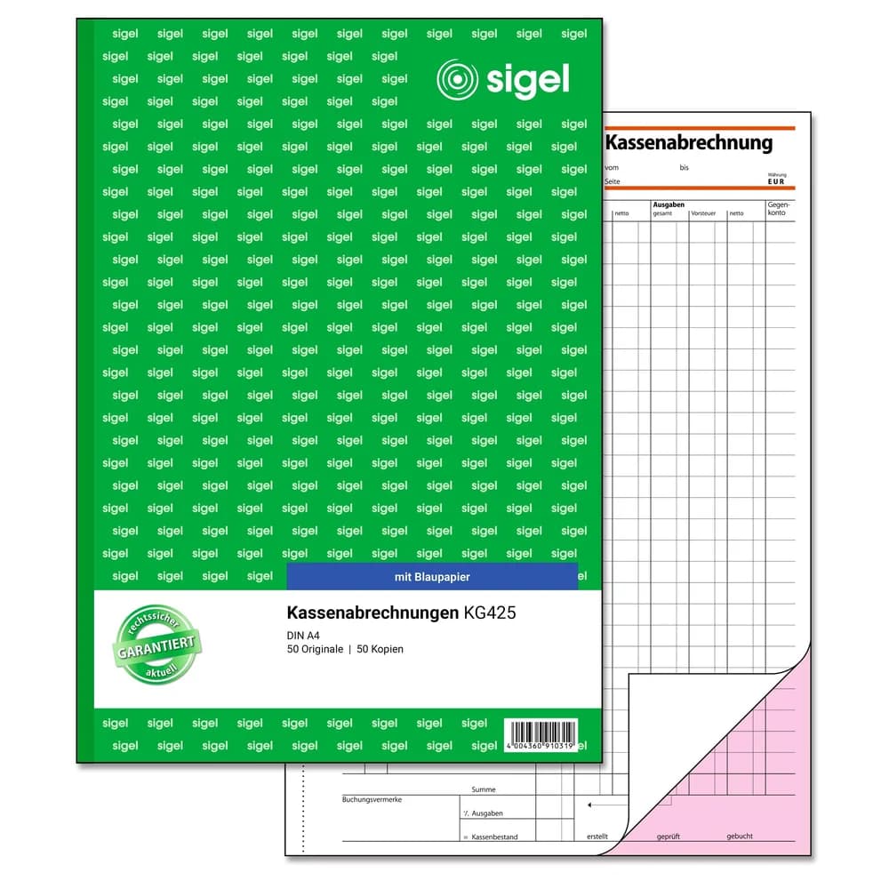 Sigel Kassenabrechnung KG425 DIN A4 2x50Blatt