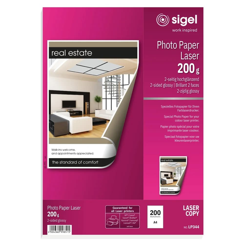 SIGEL Fotopapier Laser DIN A4 glänzend 200 g/m2