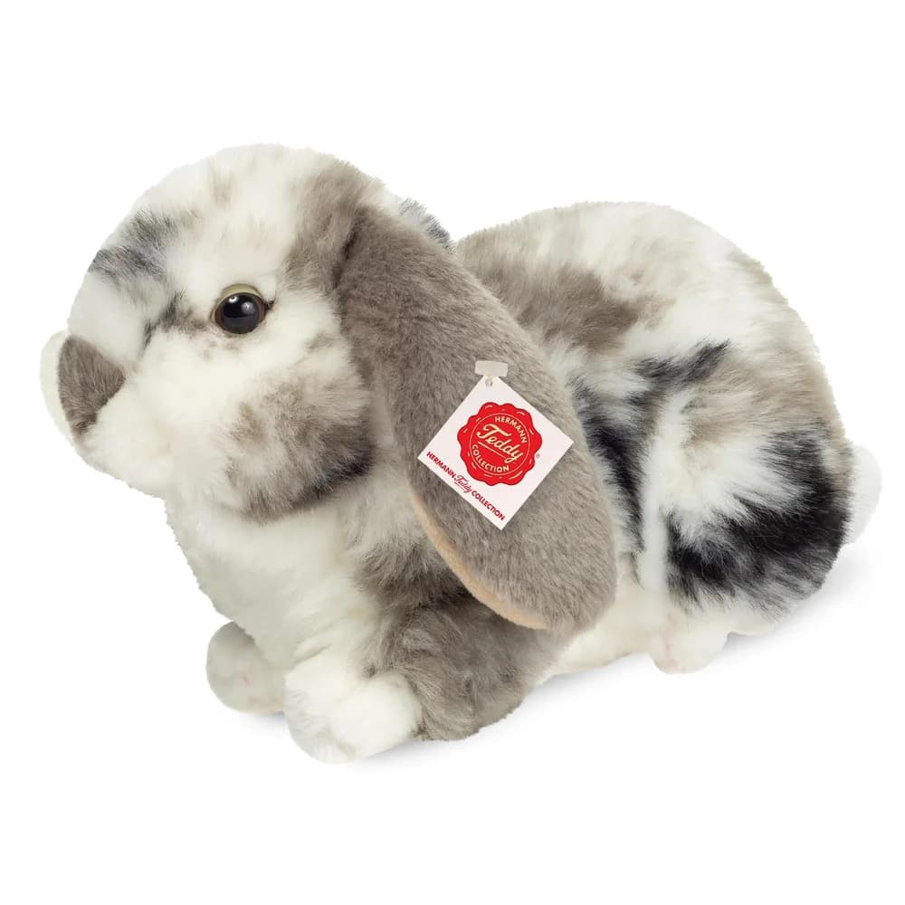 Teddy-Hermann - Kuscheltier Widderkaninchen grau-weiß gescheckt 23 cm
