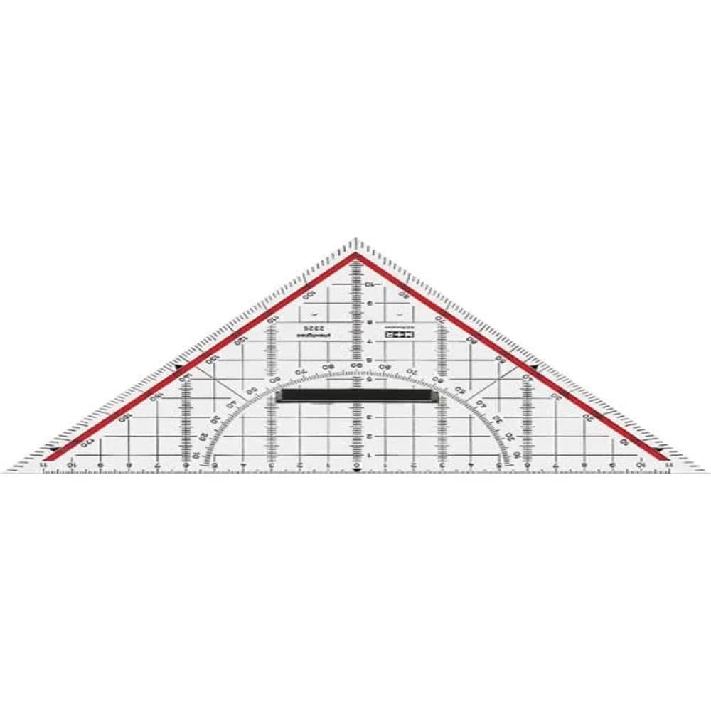 M R Zeichenlineal Pagna Geometrie-Dreieck 25cm Acrylg. glasklar rot hinterlegt