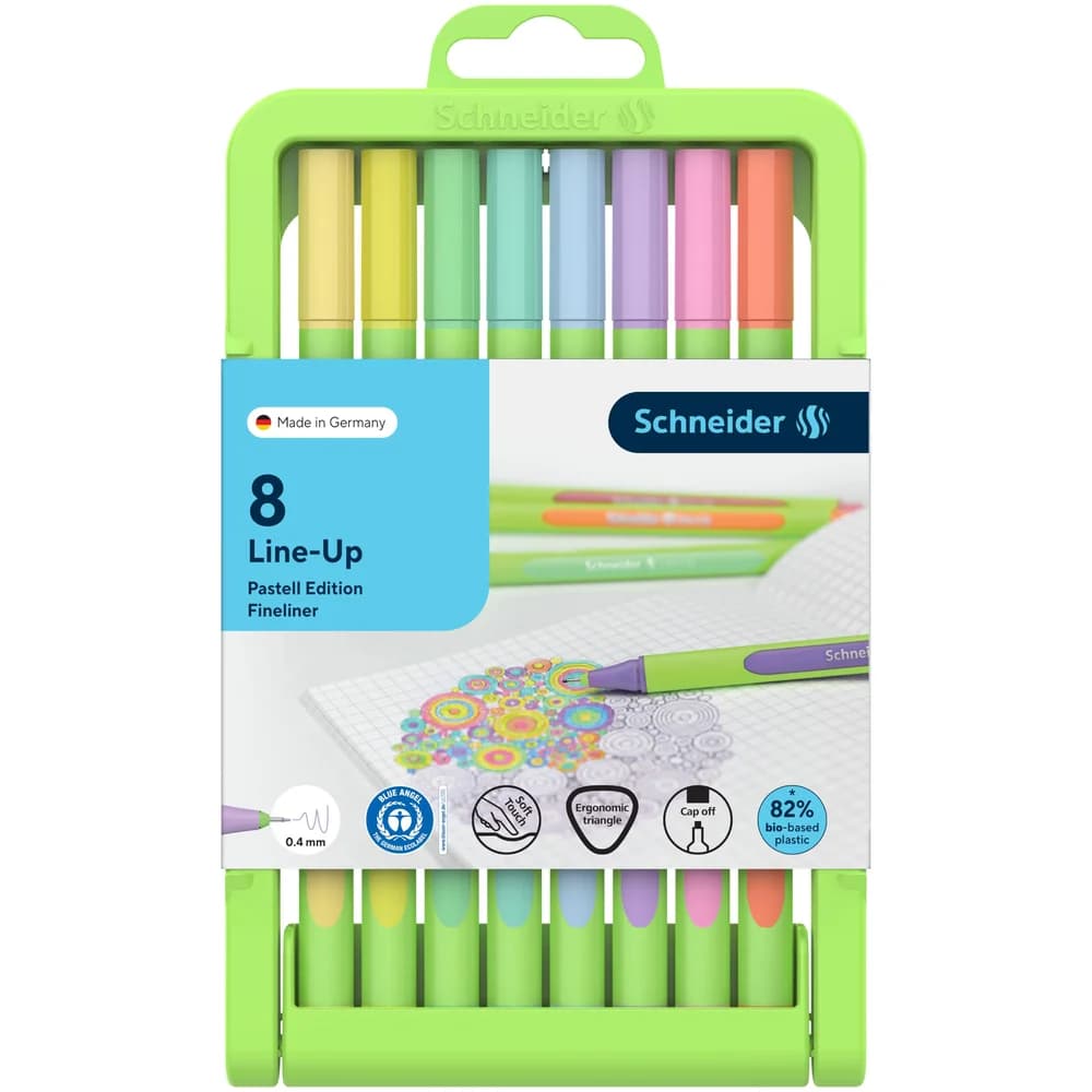 Schneider 50-191088 Fineliner Line-Up - 0,4 mm, 8 Stück, pastell sortiert
