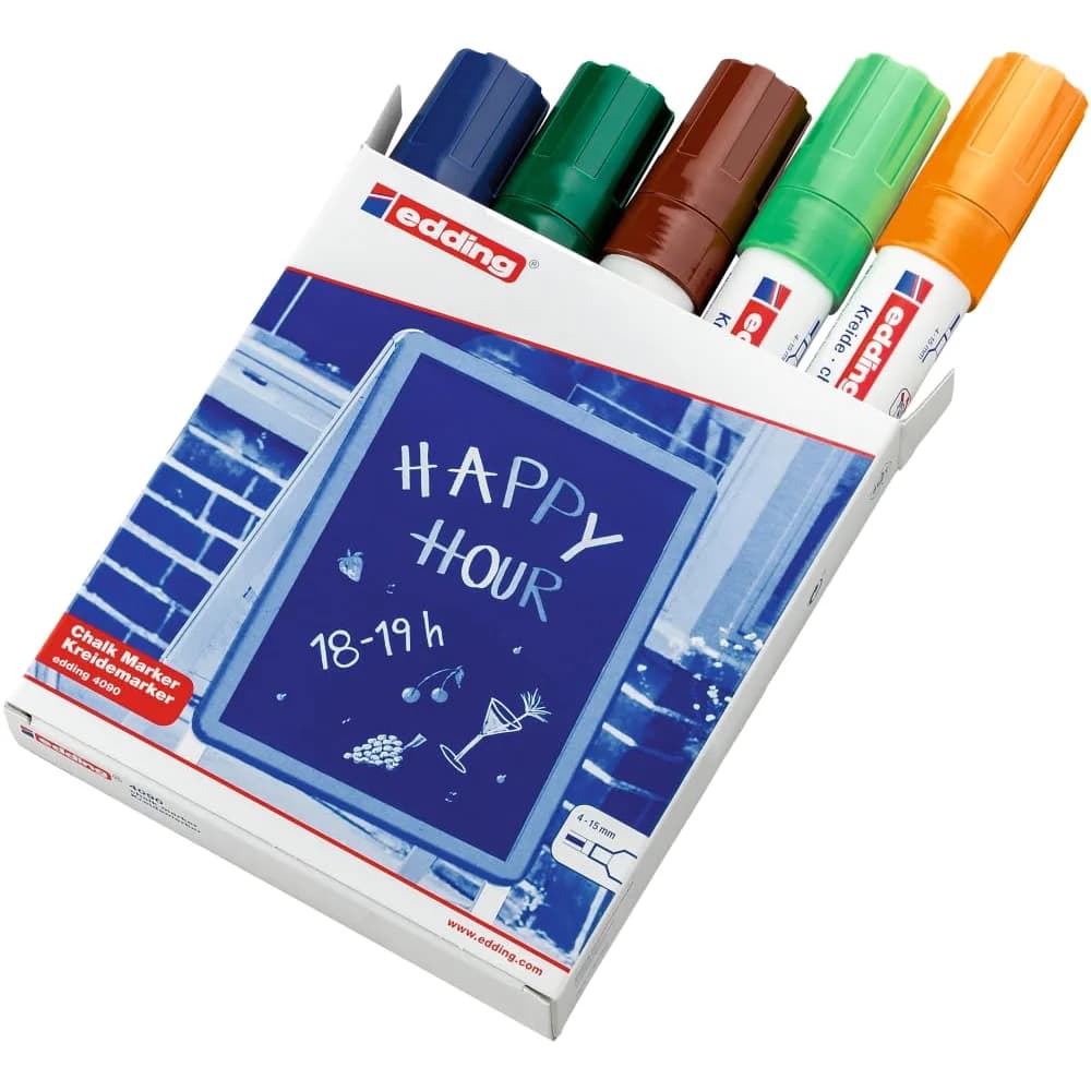 edding 4090 Kreidemarker sortiert (5er Faltschachtel)